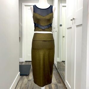 Crop top and midi pencil skirt